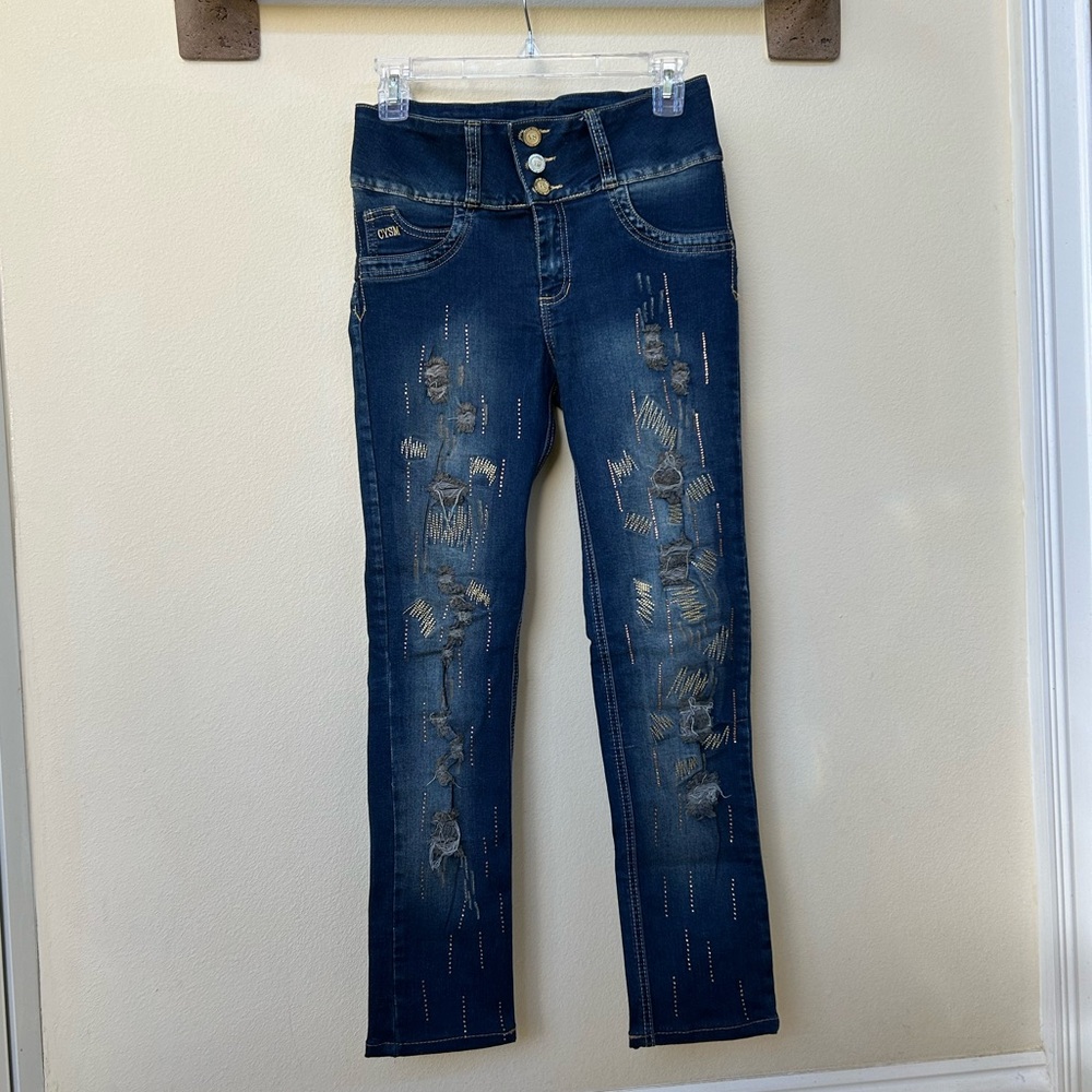 NWOT CYSM  Columbia distressed skinny ankle jeans